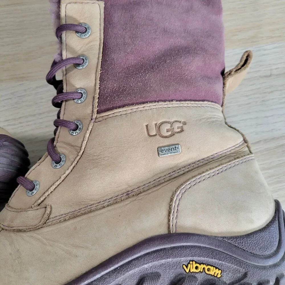UGG Australia Adirondack II Purple/Tan Womens 9.5 Waterproof Tall Winter Boots